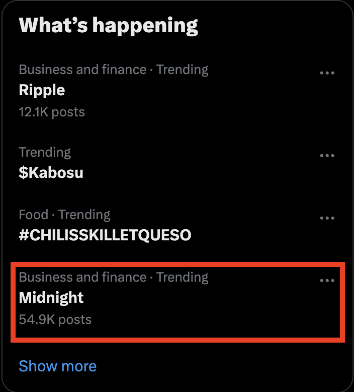 JUST IN: Midnight ($NIGHT) is trending on 𝕏.