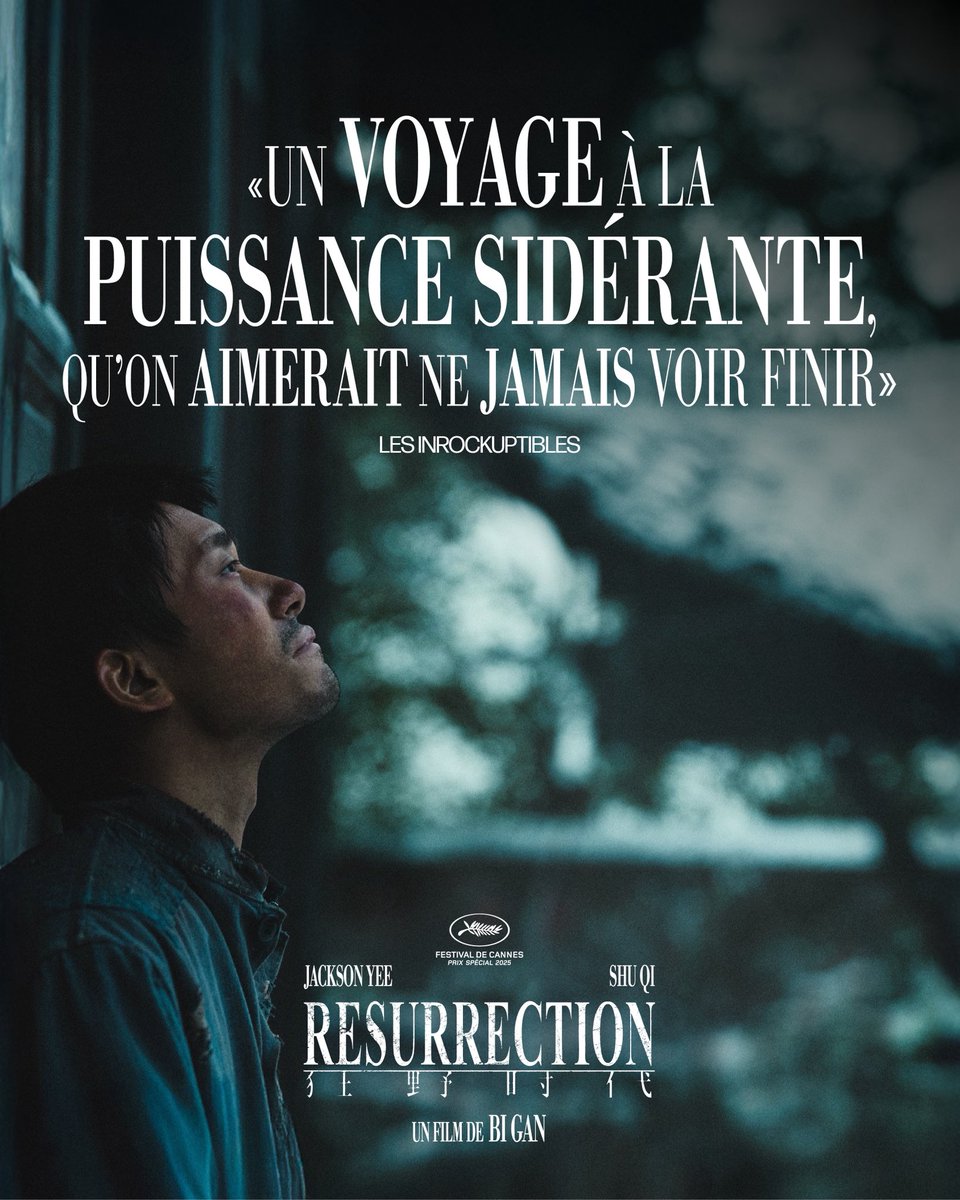 J-2 🩵

#RESURRECTION de Bi Gan
Prix Spécial au <a href="/Festival_Cannes/">Festival de Cannes</a>
au cinéma mercredi 

resurrection.lefilm.co