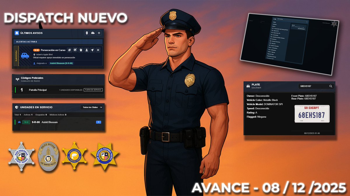 VibeCommunityRP's tweet photo. Os presentamos el nuevo avance del servidor, queremos presentaros la facción policial, contaremos con 4 departamentos
- San Andreas State Park Rangers (SASPR)
- Los Santos Police Department (LSPD)
- Blaine County Sheriff Office (BCSO)
- San Andreas Highway Patrol (SAHP) https://t.co/DzjVH0HD68
