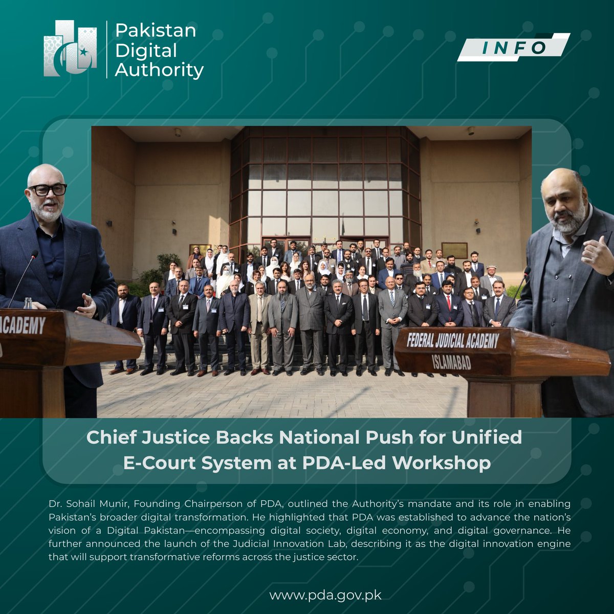 The Honourable Chief Justice of Pakistan, Mr. Justice Yahya Afridi, reaffirmed the judiciary’s commitment to a simple, efficient, and citizen-focused justice system at a national consultative workshop on the E-Court Reform Agenda. The session brought together senior leadership