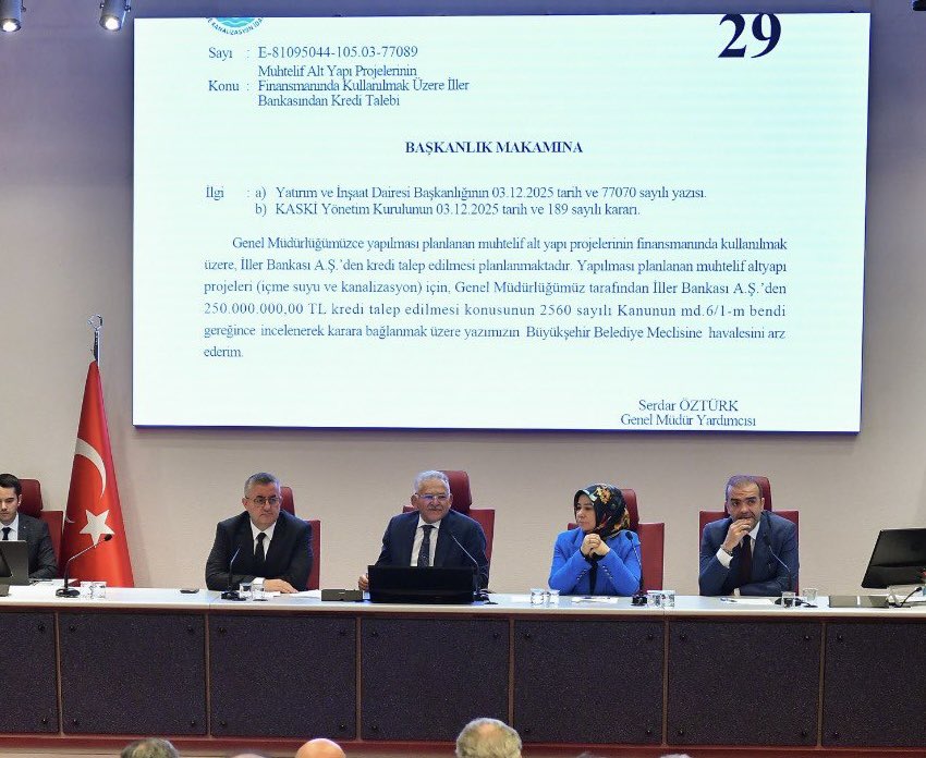 Aralık 2025 <a href="/KayseriBSB/">Kayseri Büyükşehir Belediyesi</a> meclis toplantımız şehrimiz ve ülkemiz için hayırlı olsun..🇹🇷