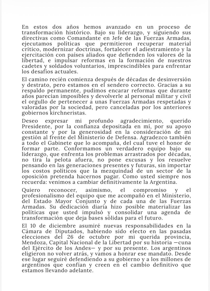 luispetri's tweet image. Al Presidente de la Nación Argentina @JMilei, de mi mayor consideración: