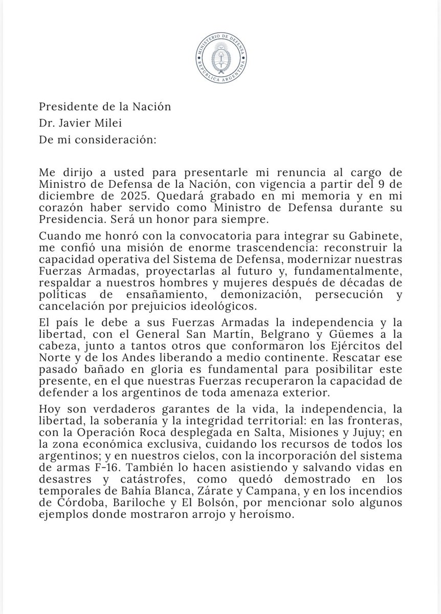 luispetri's tweet image. Al Presidente de la Nación Argentina @JMilei, de mi mayor consideración:
