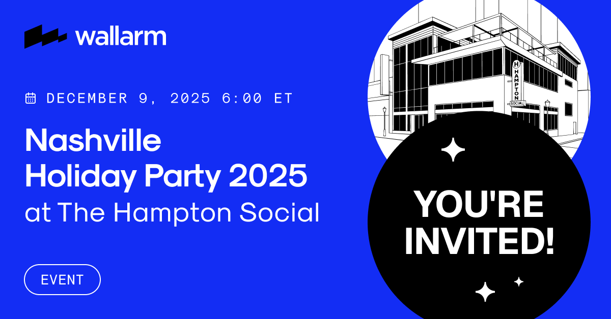 GuidePoint’s Nashville Holiday Party kicks off tomorrow.

Meet Wallarm’s Lee Cherry, Johanns Quiroz, Eric Sivavec, and Marcel del Prado at the event. 🎉

Details: downloads.wallarm.com/4pYtOwl

#APIsecurity #CyberSecurity #Wallarm