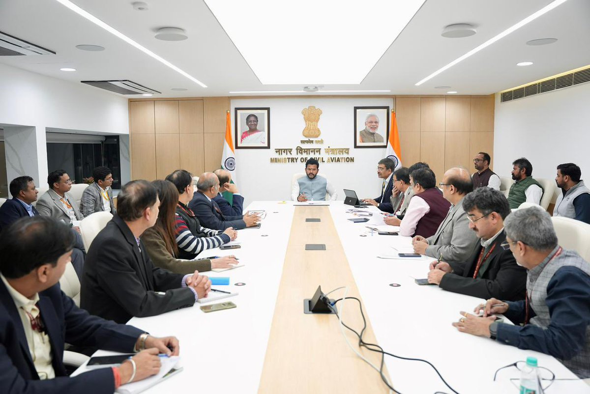 RamMNK's tweet photo. The Ministry of Civil Aviation & DGCA has been constantly monitoring the situation across all the airports in real-time since 3rd December due to extra ordinary circumstances caused by the disruption of Indigo operations.

Tonight a high-level review meeting comprising all the senior officials was undertaken for a comprehensive assessment of the situation.

All senior officials of the Ministry have been instructed to visit airports to verify airline operations and passenger-oriented services. Any shortcomings identified, including feedback received through interactions with passengers are to be addressed and rectified immediately.

@MoCA_GoI @AAI_Official @DGCAIndia