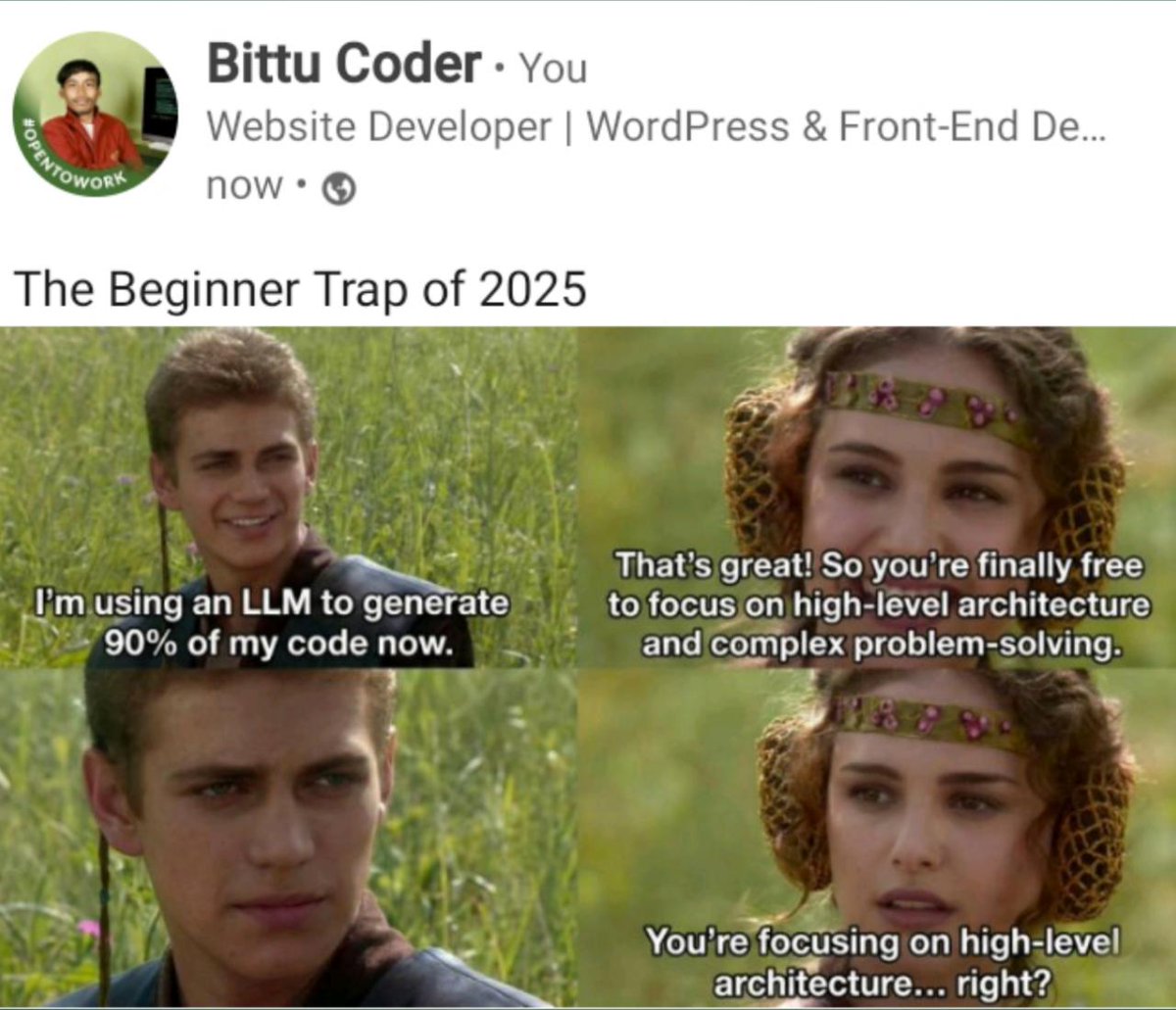 data_cyborg's tweet image. The beginner vibe coder mindset
 #ProgrammerHumor
 #meme