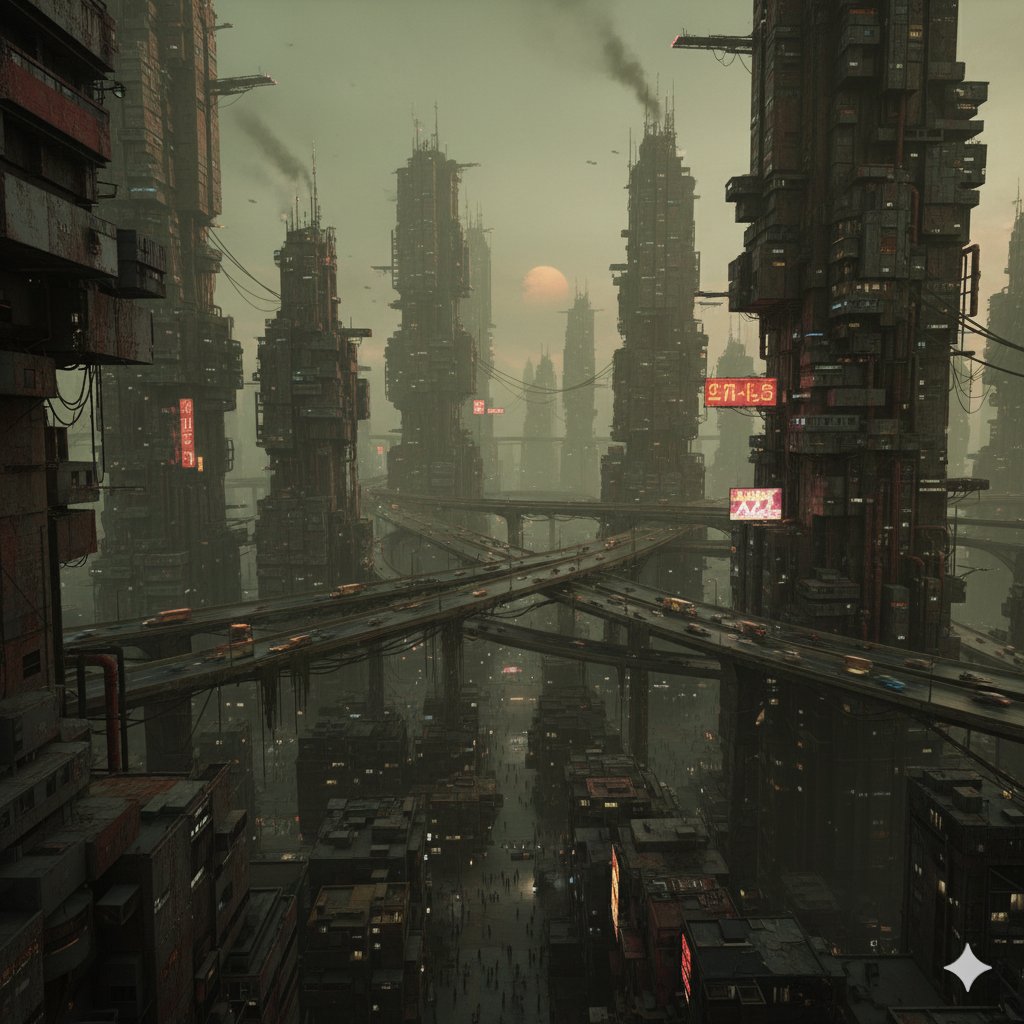 velmerc7's tweet photo. Darkness and pollution.
#DystopianFuture #CyberpunkCity #FutureRuins #SkyscraperJungle #SciFiArt #Megastructure https://t.co/PNBYHMBaJD