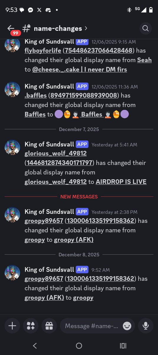 Every once in a while I like to shout out our main safety provider <a href="/KingOfSundsvall/">King of Sundsvall</a> his bot is in plenty of discord keeping them safe AF, did you know that we can see who and when someone who is in our discord (and others) change their names😁 have fun trying to scam