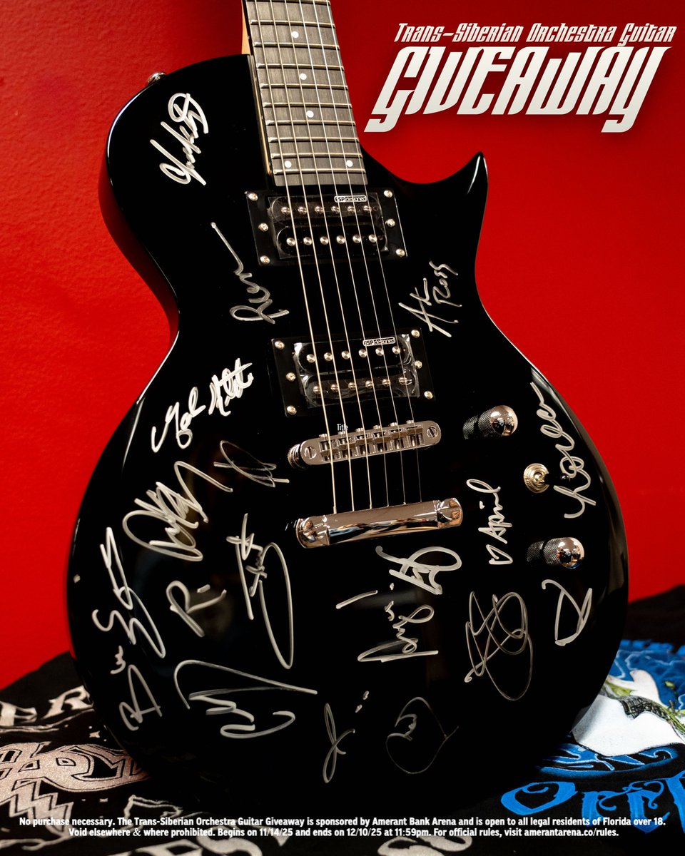 AmerantArena's tweet image. Feeling festive? Win your way into TSO 🤩

Enter now for your chance to win:
🌟 2 tickets to see Trans-Siberian Orchestra on Dec. 12th
🌟 Signed Trans-Siberian Orchestra guitar
🌟 2 Trans-Siberian Orchestra sweatshirts

🗳️ » amerantarena.co/TSO-Giveaway