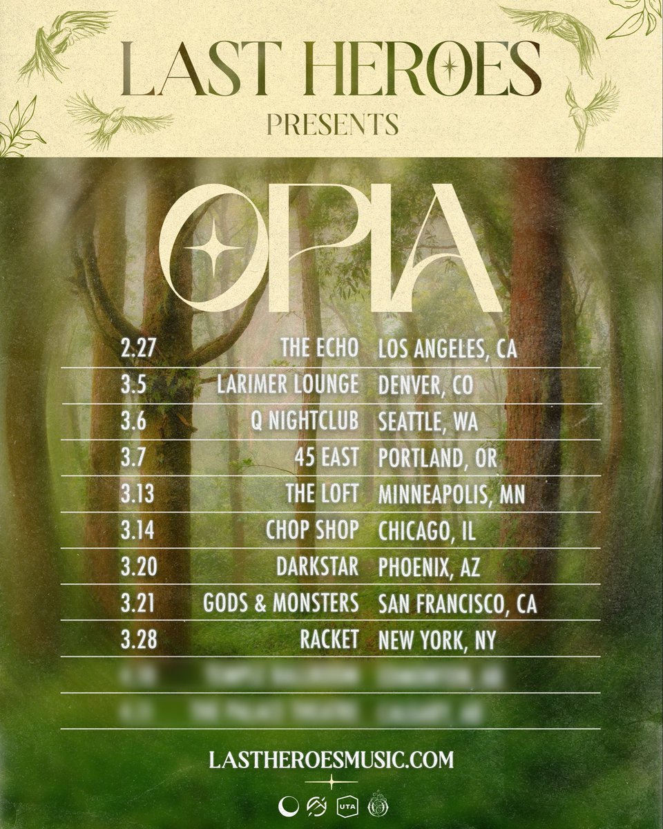 LastHeroesmusic's tweet photo. OUR BIGGEST HEADLINE TOUR EVER AHHH ⛰️

Soooo excited to take our next EP “OPIA” on the road spring of 2026

PRESALE Wednesday @ 10am local
ONSALE Friday @ 10am local https://t.co/nfk8ZP7DNn