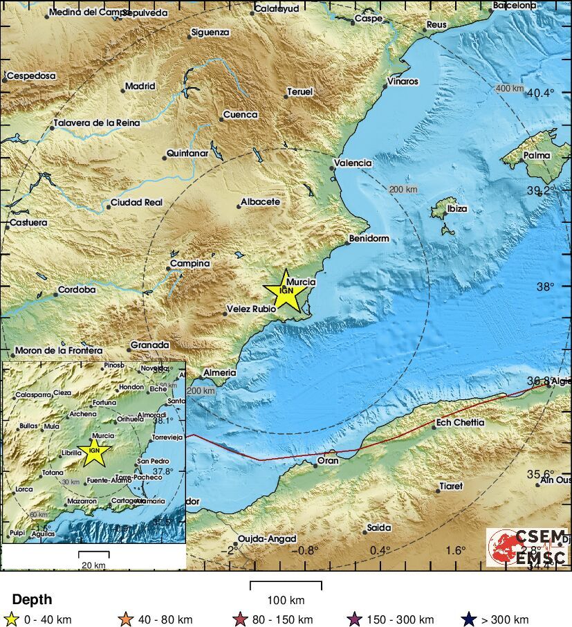 LastQuake's tweet photo. 🔔#Earthquake (#terremoto) M2.6 occurred 9 km S of #Murcia (#Spain) 20 min ago (local time 18:48:32). More info at:
📱https://t.co/QMSpuj6Z2H
🌐https://t.co/LMTZ73z9hY
🖥https://t.co/5zeLTvGzuj https://t.co/2huFrGaZbe