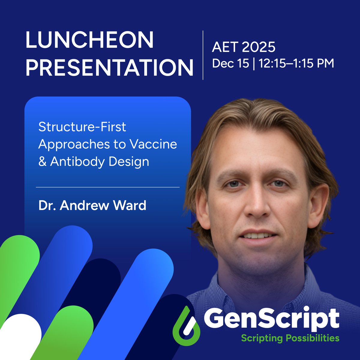 GenScript's tweet image. 🎤 Join #GenScript at #AET2025 to hear from Dr. Andrew Ward of Scripps Research, pioneer of structure-based vaccine design.

See how atomic-level insights drive smarter immunogen design, precision antibody discovery, and next-gen therapeutics.

👉 bit.ly/48nyKoI