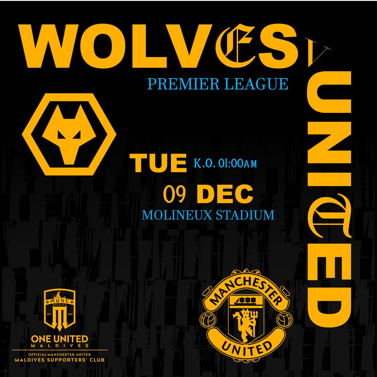 muscmaldives's tweet image. Matchday at Molineux! Wolves vs United — time to take care of business. 🔴⚽️

NEXT MATCH - PL 2025/26

Tue 9 Dec 2025, 0100 hrs
Wolves vs @ManUtd