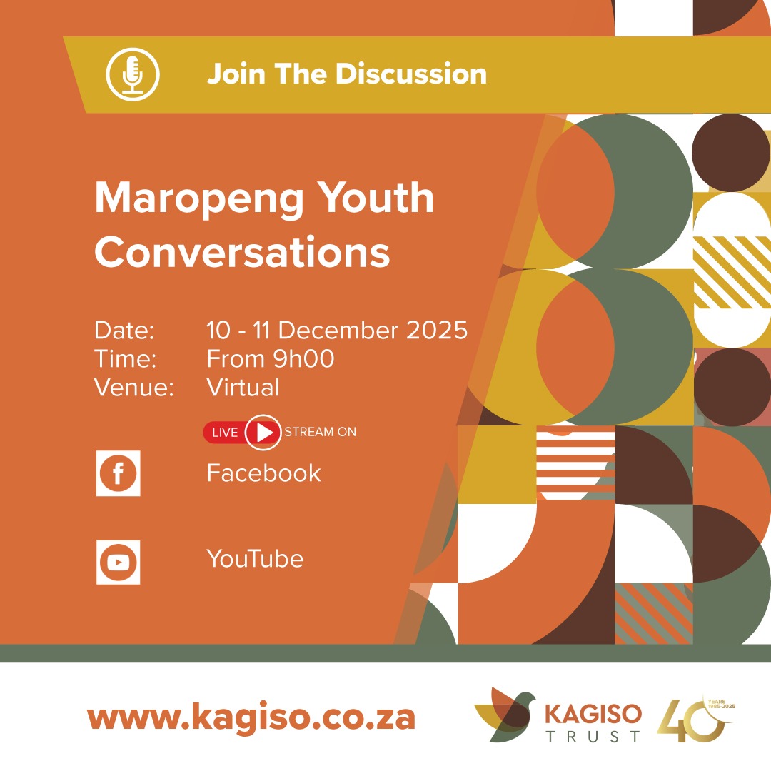 We invite our community, partners and supporters to follow our platforms tomorrow as we open the Maropeng Youth Conversation in Soweto. Throughout the day, we will share insights from keynote reflections, youth dialogues, creative expression sessions and early commitments that