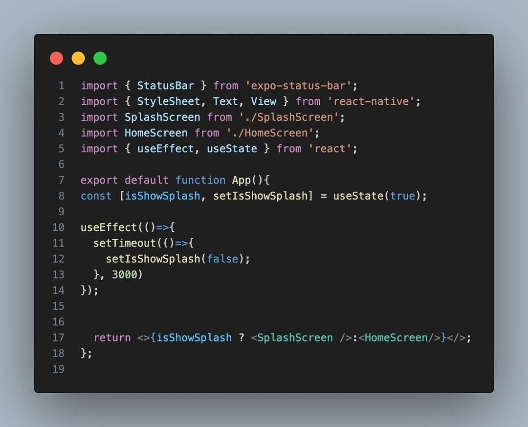 cy_codes's tweet image. Simple splashscreen in react native #React #codingclasses