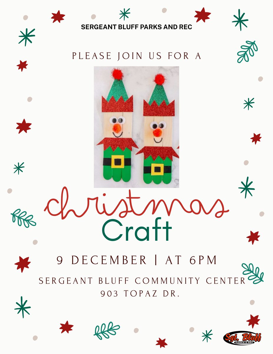 Join us tomorrow @ 6:00pm in the Fireside Room for a free Christmas Craft!