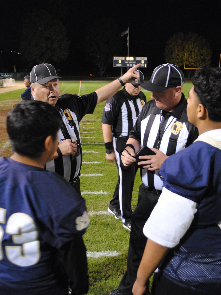 OCFOA's tweet photo. Saturday, #OCFOA officials officiated @CIFState Reg D7-A championship game. These officials represented the top rated officials in Orange County.

L-R: Jim Ryan (SJ), John Patterson (LJ), Corey McManimen (BJ), Jim Stickney (R), Bob Biggio (HL), Dan Pulos (FJ), Chris Salio (U) https://t.co/KTZjzuS0z2