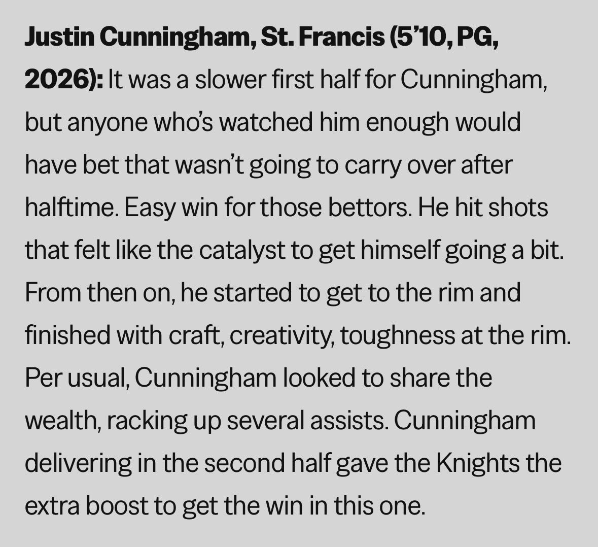 A big day for our 2026 PG! Listed as a standout at OTR TOC. Ended the game with a double double 12p 10a and assisted on the game winning 3! He’s one point guard should not be overlooked by coaches. He’s a winner and has shown the consistency since spring/summer! 
<a href="/j_cunningham_/">Justin Cunningham</a>