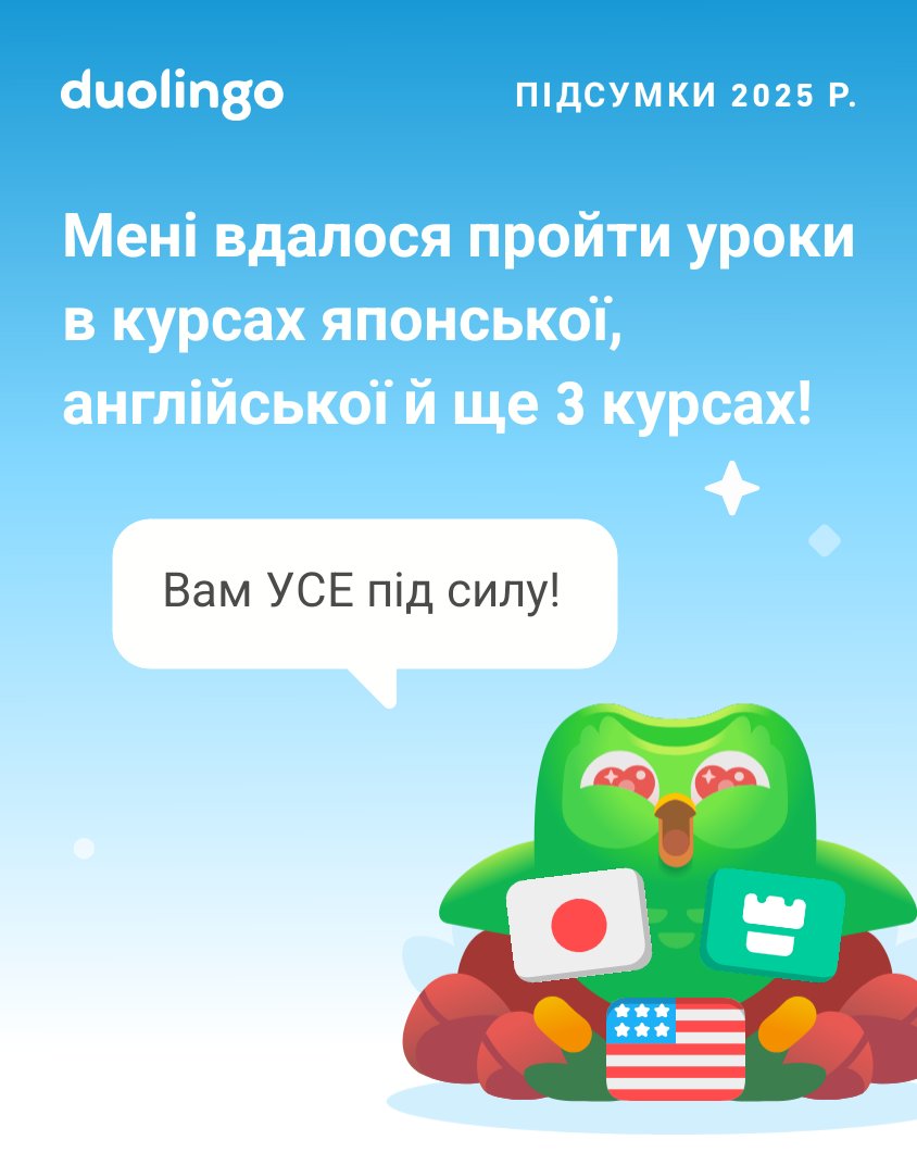 DominSl's tweet photo. Погляньте на мій прогрес у Duolingo у 2025 році! А які успіхи у вас? #Duolingo365 https://t.co/C6Ge8dh5hd