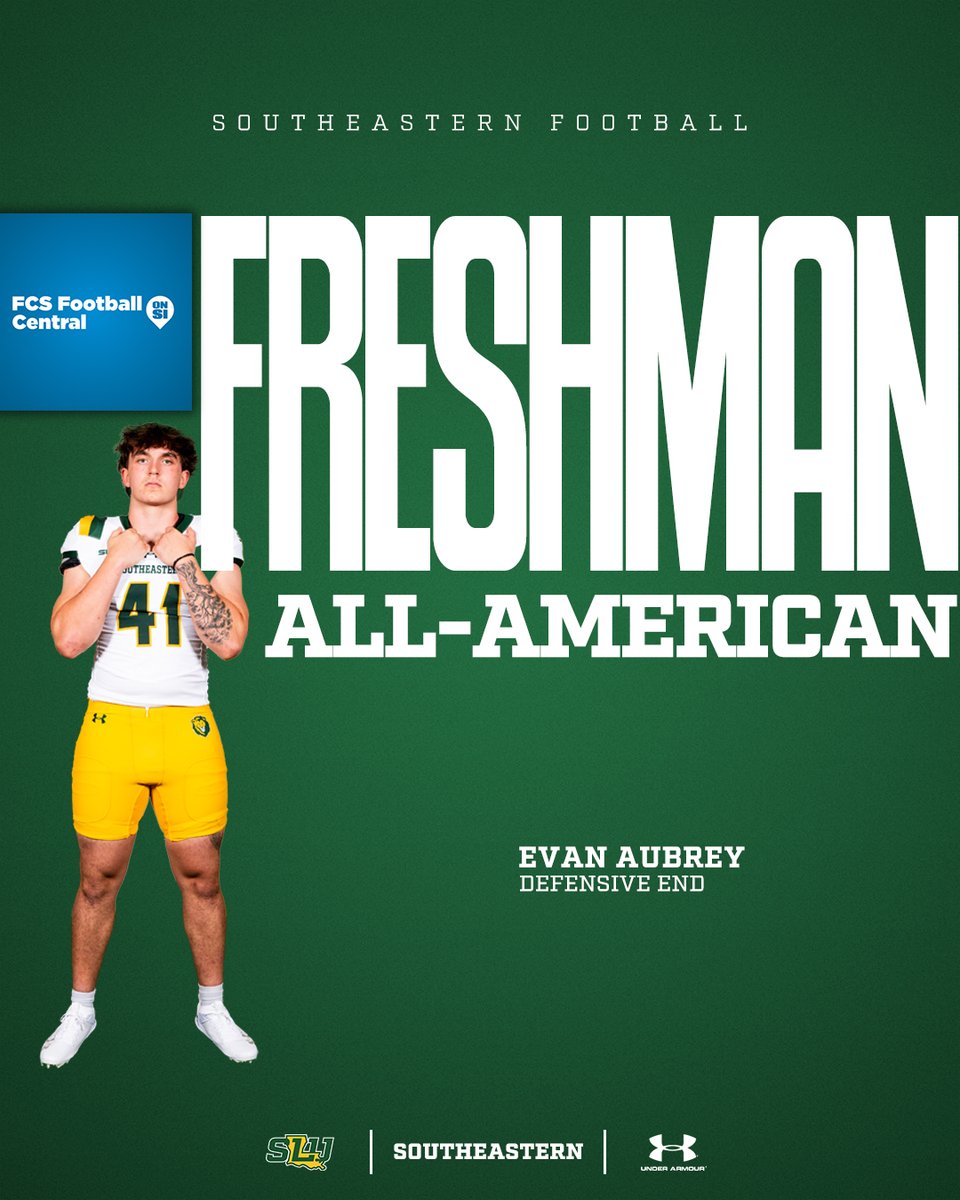 Congratulations to <a href="/LionUpFootball/">Southeastern Football</a> defensive end Evan Aubrey for earning FCS Football Central Freshman All-American honors!

#LionUp | #TheStandard