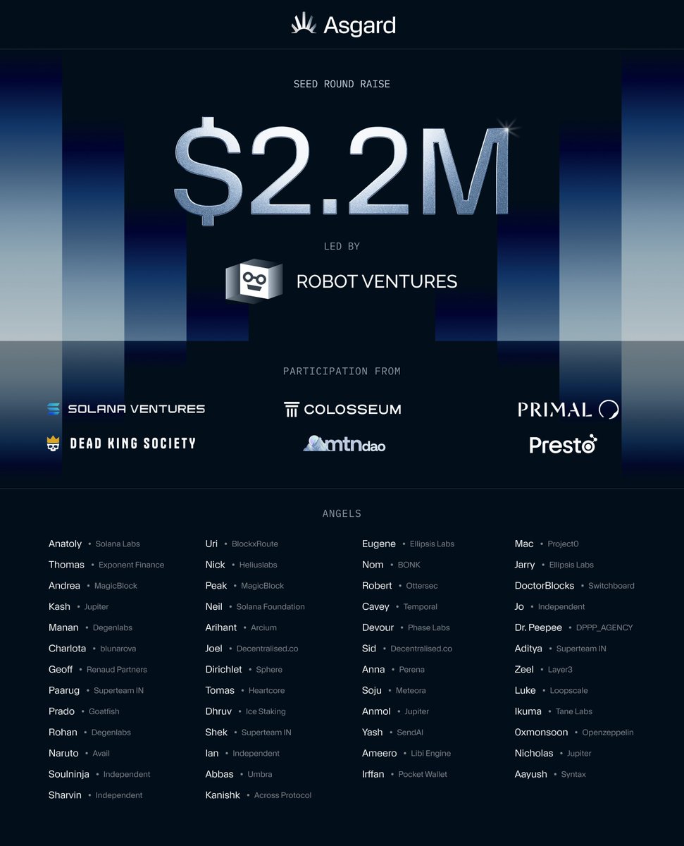 SolanaとDeFi要素をあしらったAsgardFi資金調達発表のグラフィック