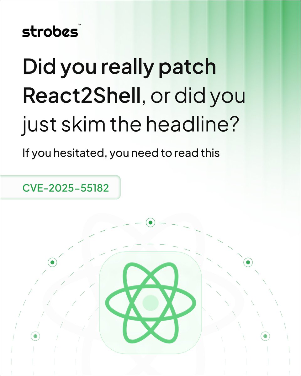 StrobesHQ's tweet image. React2Shell is not fixed for many teams.
RSC and the Next.js App Router need another look.
One Flight frame can still reach your server runtime.
Full write up: strobes.co/blog/react2she…
#React2Shell #CVE2025 #NextJS #RSC #AppSec #VulnerabilityManagement