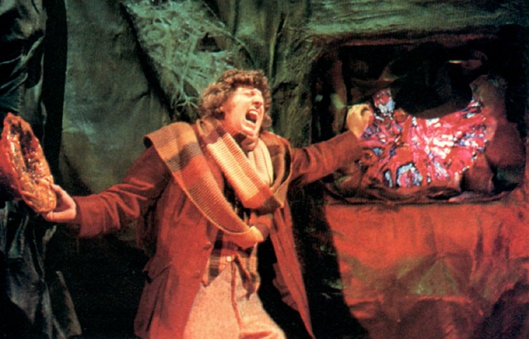 Tom Baker during "Terror of the Zygons". #TomBaker #DoctorWho #FourthDoctor
