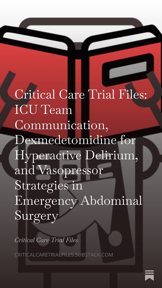 MedicinePods's tweet photo. ๐ง New Critical Care Trial Files!
๐ฃ๏ธ ICU team communication โ burnout
๐งด Dexmedetomidine = โ delirium agitation
๐ NE vs PE in acute abdo surgery โ no difference in AKI/mortality
๐ https://t.co/HZJRxB3sfz
#ICU #CriticalCare #TrialFiles #FOAMcc #MedTwitter https://t.co/4iTGjC4zDD