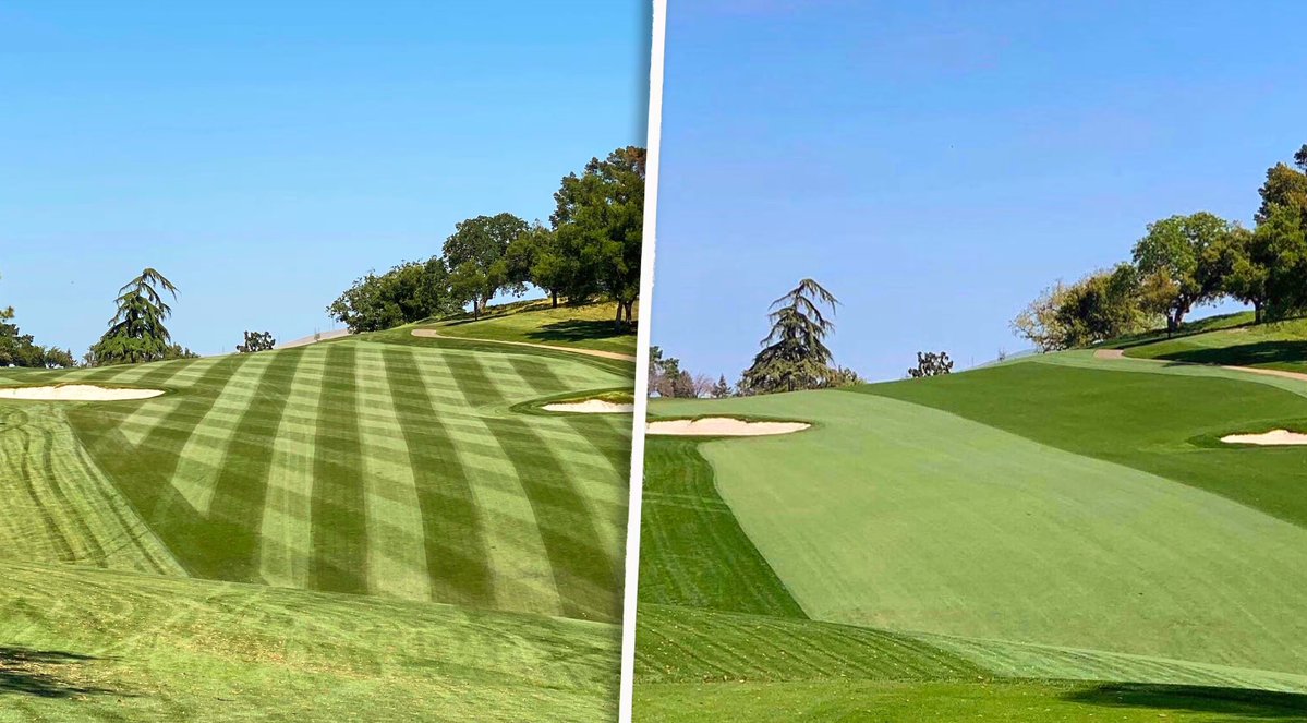 chadmumm's tweet image. Which mow pattern would you like to see when you show up to a nice golf course?
