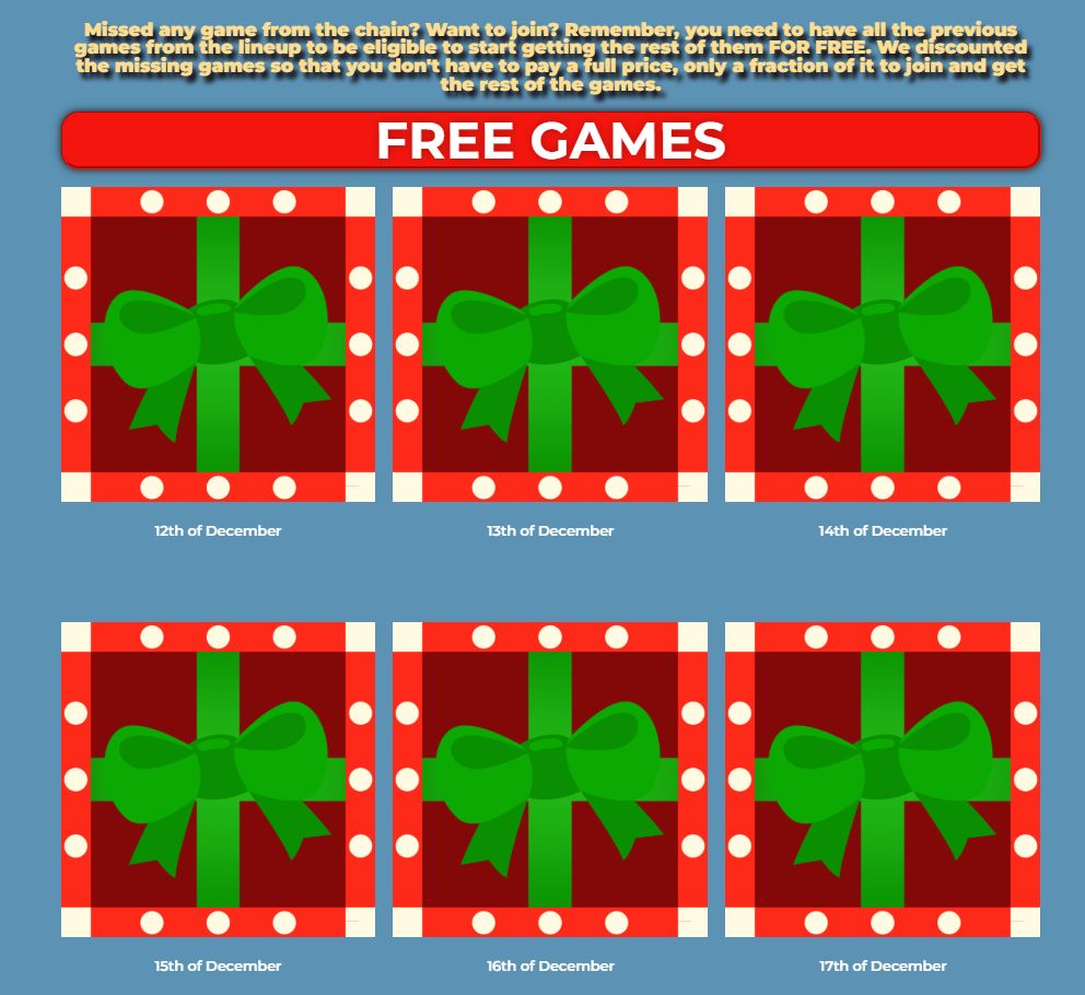 Wario64's tweet photo. No Gravity Games - free Switch games giveaway on US eShop begins on December 12th https://t.co/6RCznBsqKs 

-10 free games (almost all brand new freebies)
-eligible to users that own any games from the publisher - signup newsletter to receive a free game now
-1 free game a day - must claim each game to get the next freebie