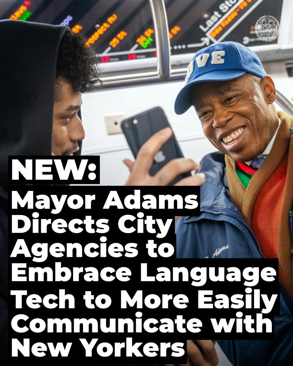 NYCMayor's tweet image. Over the past four years, our administration has worked hard to ensure ALL New Yorkers are safe AND informed, no matter their background.

Today, we’re directing our city agencies to utilize innovative language technologies to better serve and communicate with non-English…