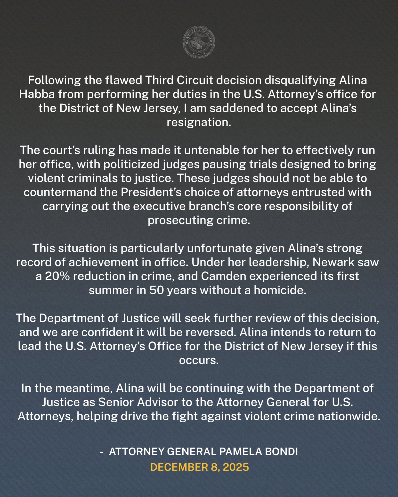 Attorney General Pamela Bondi (@AGPamBondi) on X