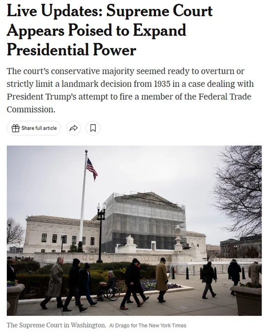 🔵BARCHART: La Corte Suprema potrebbe ampliare i poteri presidenziali annullando una storica decisione del 1935.