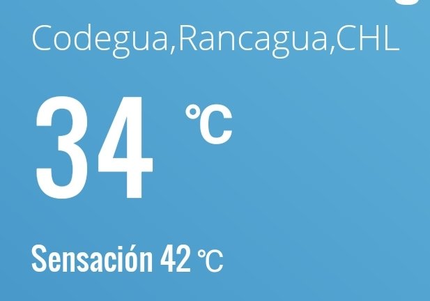 Mucha calor por estos lados de la región de O'Higgins 🥵

<a href="/vvanesaug/">Viviana Urbina Guerrero</a> <a href="/meteoredcl/">Meteored Chile</a> <a href="/Sepulinares/">Alejandro Sepúlveda Jara</a> <a href="/EduardoTVT/">Eduardo Sáez</a> <a href="/cristobalreus/">Cristóbal Reus Chêreau</a> <a href="/meteochile_dmc/">MeteoChile</a>  <a href="/davidurra7/">David Urra 🛰 🌆🌅🌃 🌬🌧🌨</a>