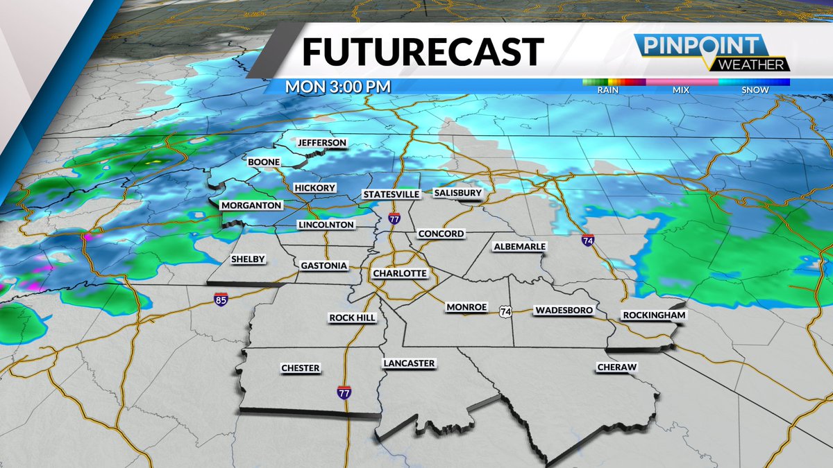 #TRACKING Chilly and wet start to the week in Charlotte: Mountains under Winter Weather Advisory <a href="/wxbrandon9/">Brandon Lawson</a> 

What you can expect in the next several days >> qcnews.com/weather/winter…
