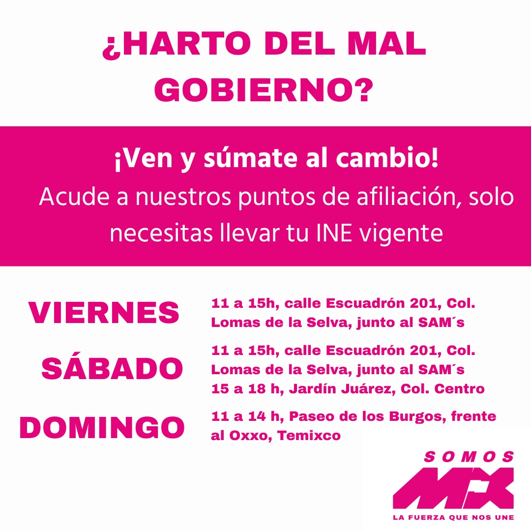 Afíliate a SomosMx <a href="/SomosMxMexico/">SomosMxMexico</a>
<a href="/FuerzaRosaMor/">Somos Mx Morelos</a>