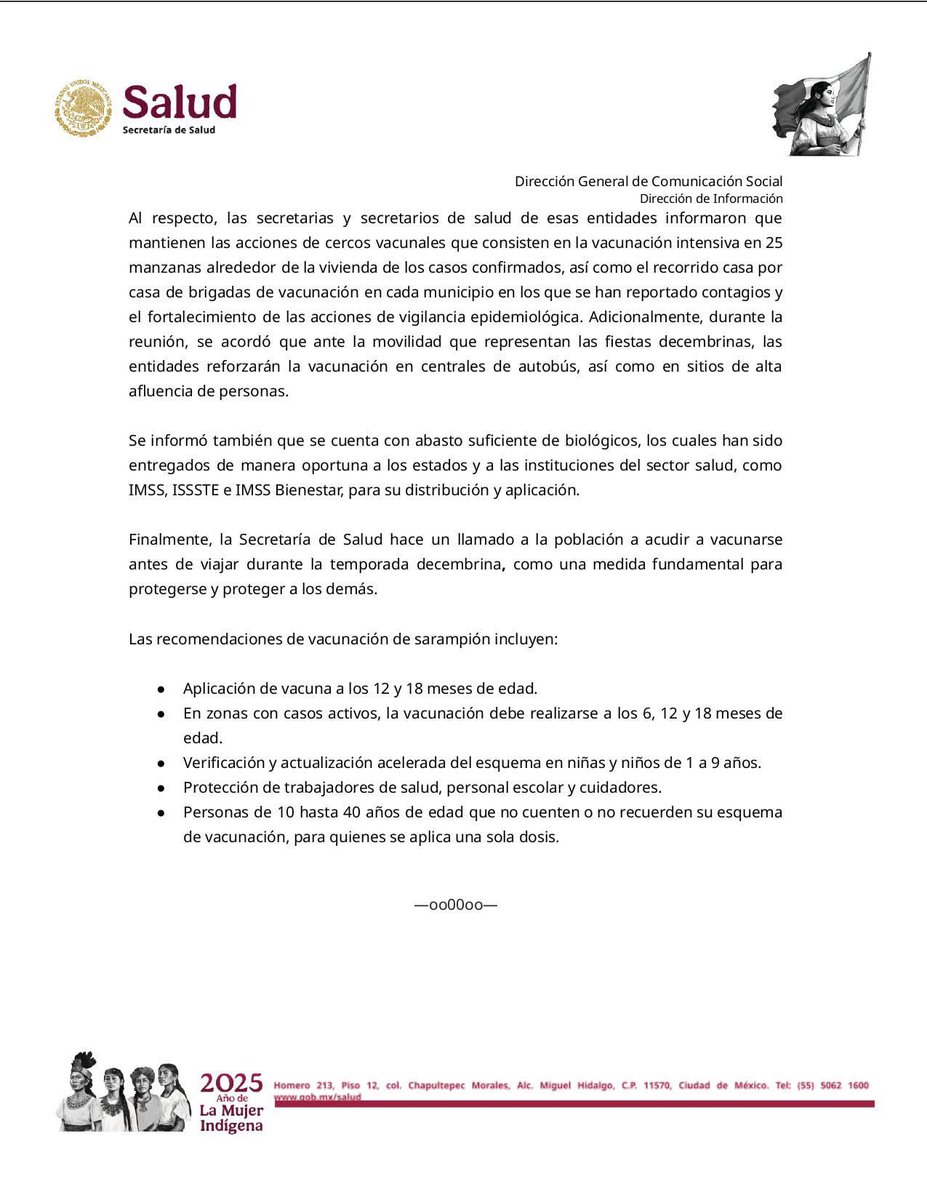 ectorjaime's tweet image. La Secretaría de Salud insiste en que el brote de #Sarampión está “controlado”… pero sus acciones dicen lo contrario 👇

Si estuviera bajo control, no habría reuniones de emergencia, cercos, ni brigadas casa por casa en pleno diciembre. Eso solo sucede cuando el brote NO está…