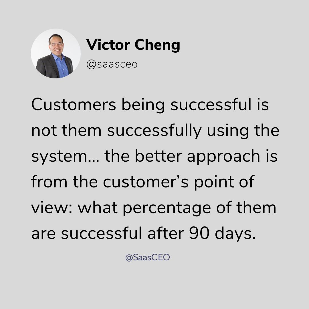 Customer success ≠ adoption.

Real success is measured from the customer’s perspective — how many are winning after 90 days?

Usage is a leading indicator. But retention + ROI = the real game.
#SaaS #CustomerSuccess #RetentionStrategy