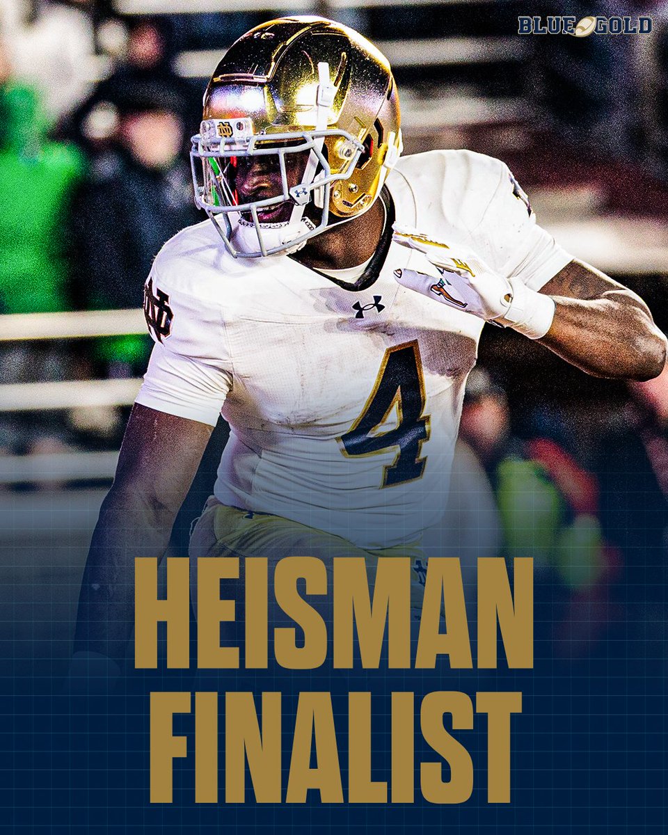 jacksoble56's tweet image. BREAKING: Jeremiyah Love is a Heisman Trophy finalist.

He's Notre Dame's first finalist since Manti Te'o in 2012. Well deserved for one of the best players in program history, who has been a joy to cover the past three years. on3.com/teams/notre-da…