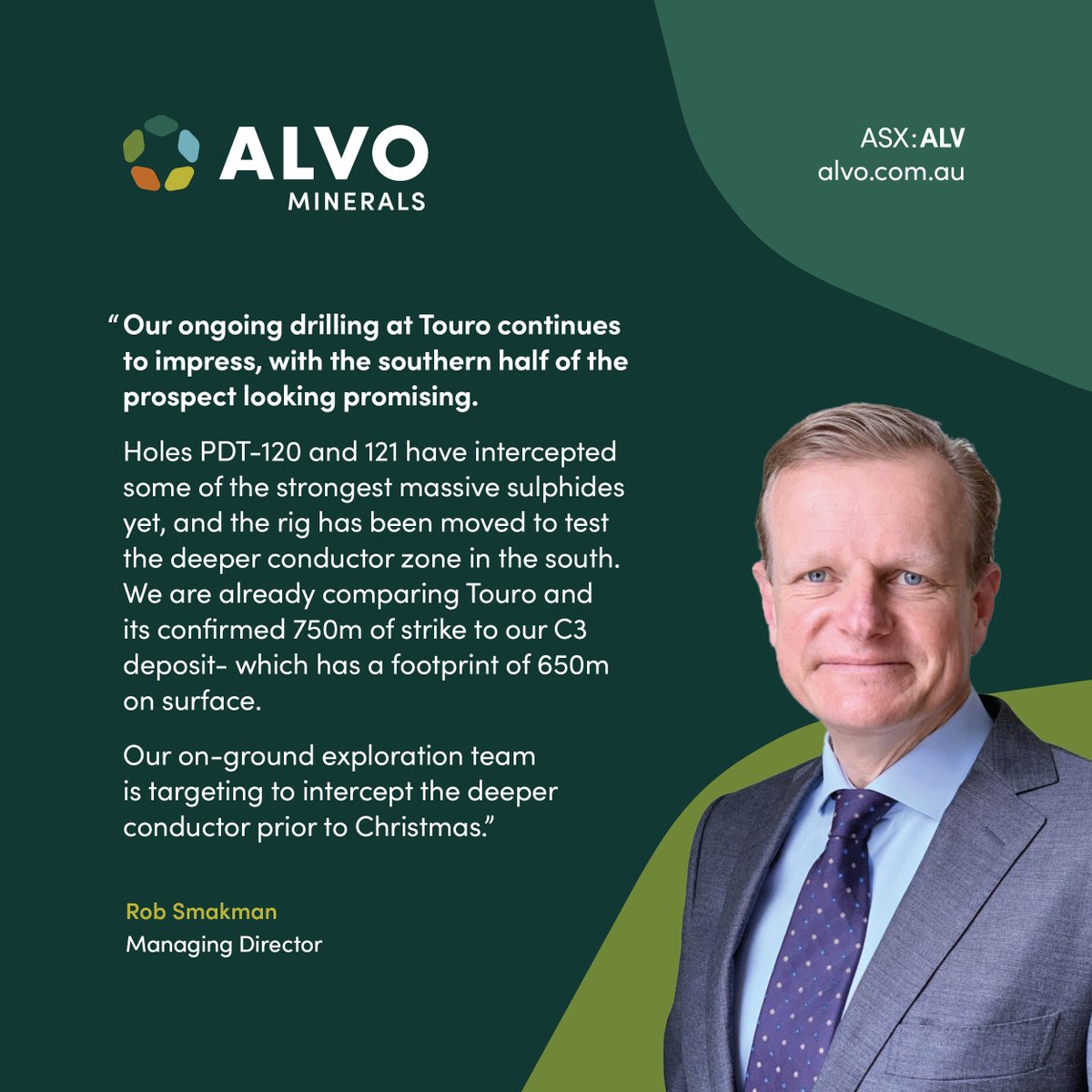 #ASXNews

Drilling is ongoing at $ALV.AX Touro Prospect, within the wider Palma #Copper- #Zinc #VMS Project, Brazil, where all 5 diamond holes drilled to date have intercepted massive, semi-massive or disseminated sulphides of Cu and Zn.

Read more: loom.ly/QIJbQWk