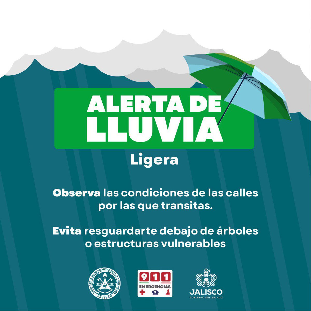 🌧️ Actualización de Precipitación en la Zona Metropolitana de Guadalajara

Al momento se registran lluvias en distintos municipios:

🌦️ Guadalajara: Lluvia ligera

🌦️ El Salto: Lluvia ligera

🌦️ Tlaquepaque: Lluvia ligera

🌧️ Tlajomulco: Lluvia regular

📌 Maneja con precaución y