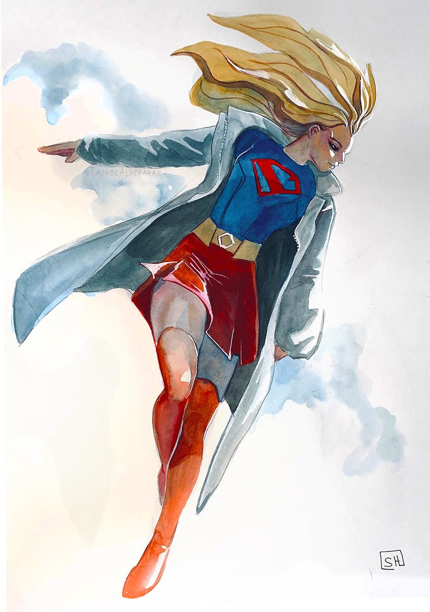 Special illustration of Milly Alcock's #Supergirl by comic artist Stephanie Hans.
