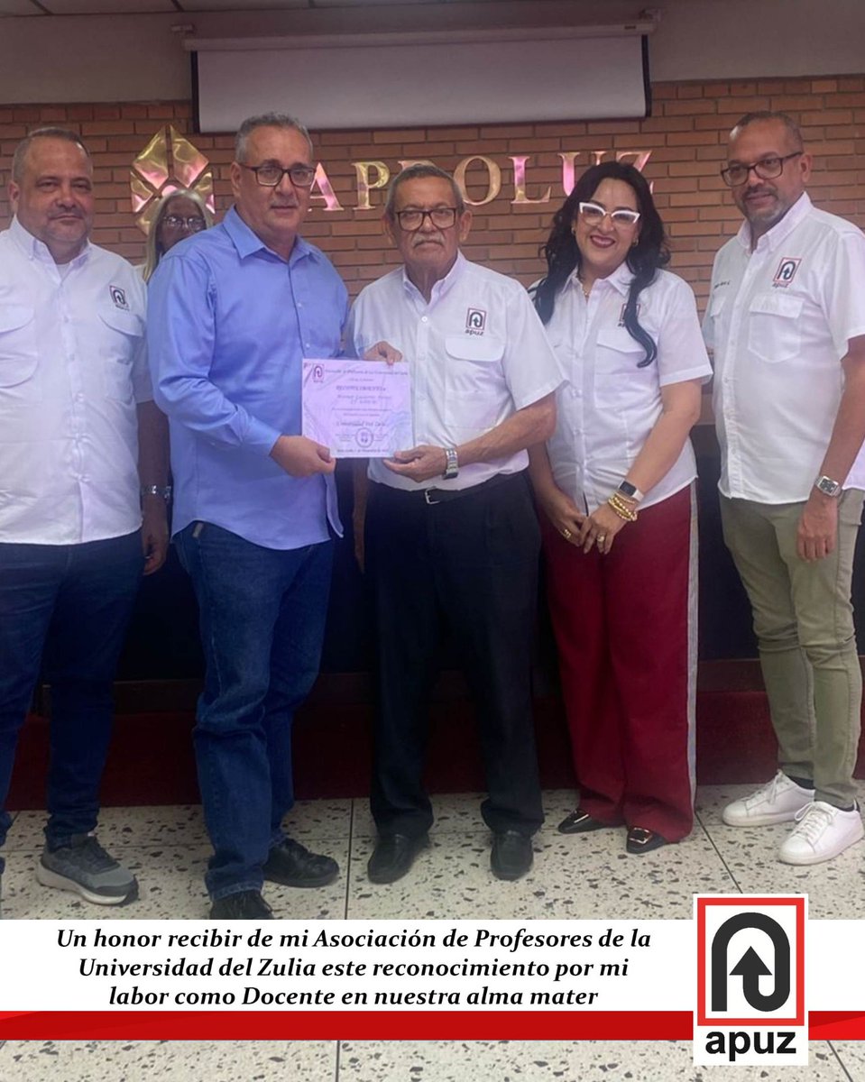 Para quienes me conocen, con quienes he tenido el privilegio de compartir mi labor como docente durante ya casi 34 años en nuestra Universidad del Zulia saben el valor que le concedo a recibir este reconocimiento de parte de la Asociación de Profesores de la Universidad del Zulia