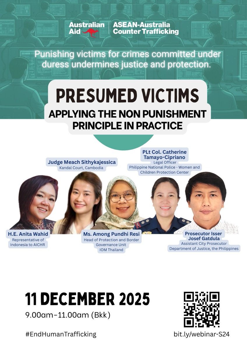 AusAmbASEAN's tweet photo. Join Australia’s ASEAN-ACT program’s webinar to hear experts from the @ASEAN region discuss practical steps to operationalise the non-punishment principle and strengthen cooperation to disrupt organised crime networks.

📅 11 December | 🔗 https://t.co/UyrMkJvtI1 https://t.co/3VUUHdmZX7