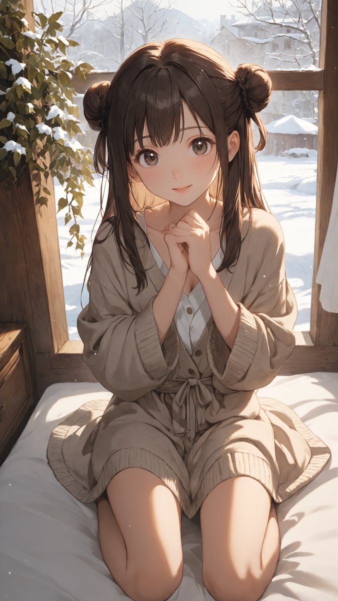 AIイラスト #AIart #希世真咲 お昼前、少しだけ休憩しよ☀️ 雪の白さ