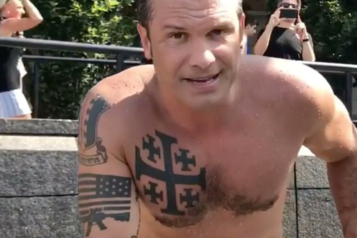 The same symbol is also tattooed on U.S. Defense Secretary Pete Hegseth.
