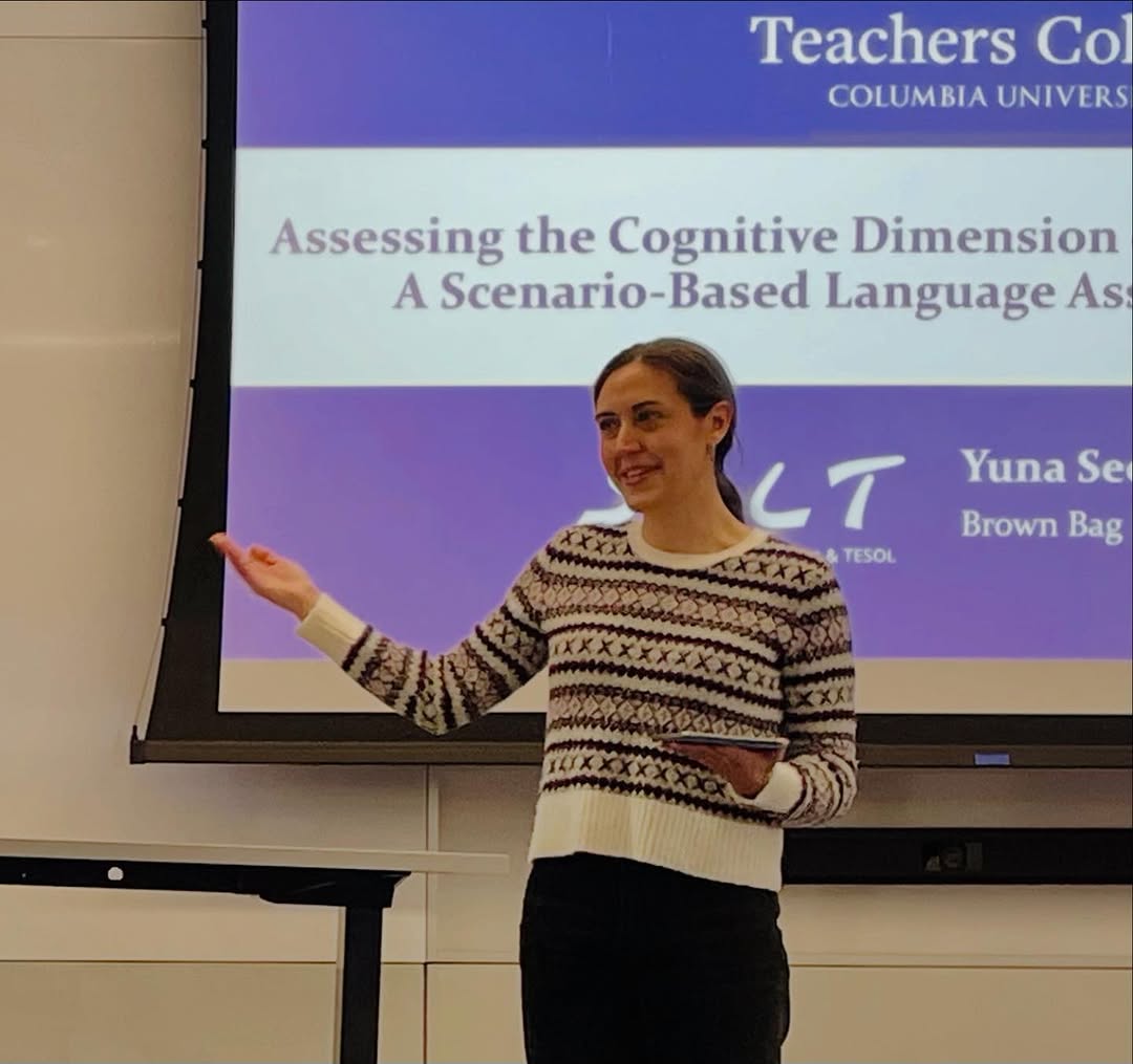Thank you to Dr. Yuna Seong (<a href="/ColumbiaALTESOL/">Applied Linguistics & TESOL Program at Columbia</a> Alumna) for sharing her brilliant work on assessing the cognitive dimensions of scenario-based language assessment at <a href="/TeachersCollege/">Teachers College, Columbia University</a> on Friday! So many takeaways for us on the teaching and learning of academic speaking 🎉🍾🥰
