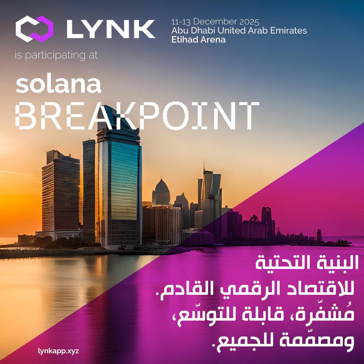 $LYNK is headed to Breakpoint! 🔥

If you’re there, let’s connect! 

<a href="/thelynkapp/">LYNK App</a> x <a href="/solana/">Solana</a> x <a href="/SolanaConf/">Solana Breakpoint 🇦🇪 Abu Dhabi Dec 11-13</a> 

Powered by: $LYNK
<a href="/Arcium/">Arcium ☂️</a> | <a href="/heliuslabs/">Helius</a> | <a href="/magicblock/">MagicBlock</a> | @Metaplex | <a href="/solana/">Solana</a> | <a href="/UmbraPrivacy/">Umbra</a>