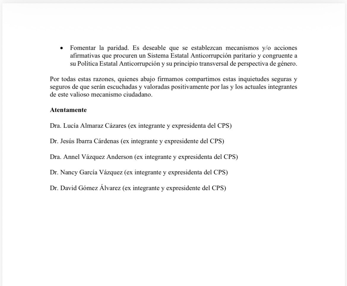 🔴Las y los expresidentes del Comité de Participación Social del Sistema estatal Anticorrupción #Jalisco, nos pronunciamos sobre las próximas designaciones de la Auditoría Superior y magistrados del TJA👇🏻✍🏻