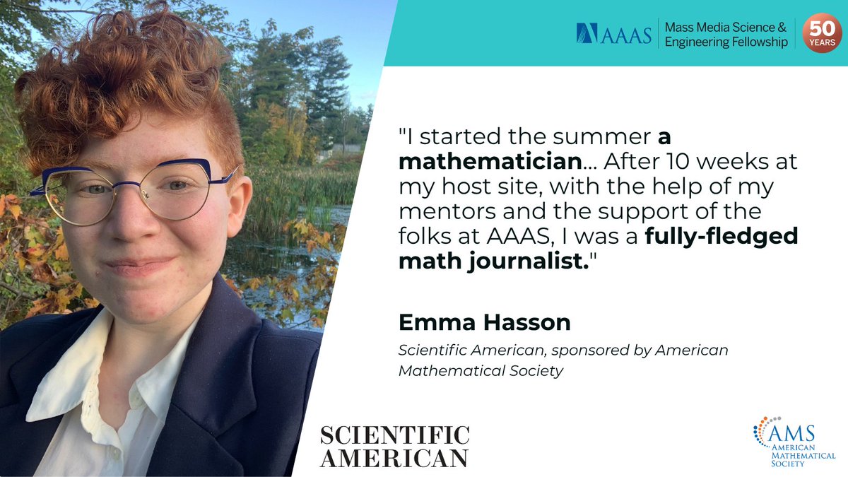 🧩 Emma spent the summer <a href="/sciam/">Scientific American</a> thanks to the support from <a href="/amermathsoc/">American Mathematical Society</a>. Try the math puzzles and read all about it here: aaas.org/programs/mass-…
#MassMediaFellowship #SciComm